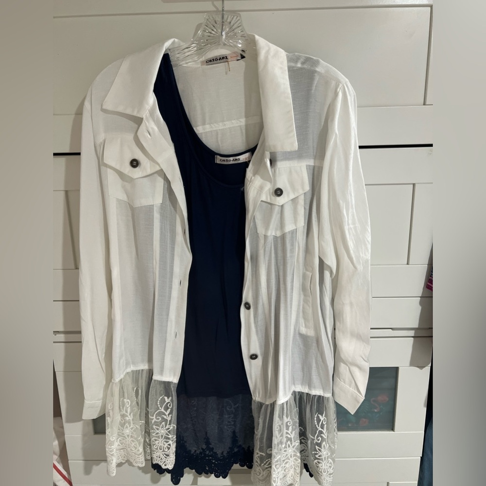 Origami Romantic Blouse/Tank Set NWOT